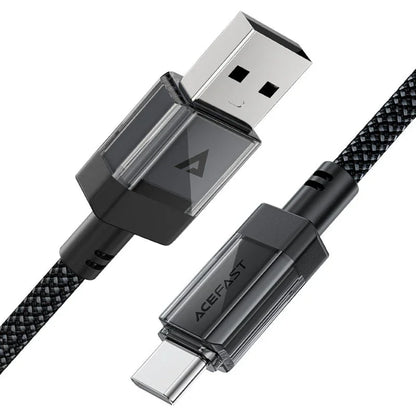 USB-A till USB-C data- och laddningskabel Acefast C12-04, 18W, 1,2 m, Svart