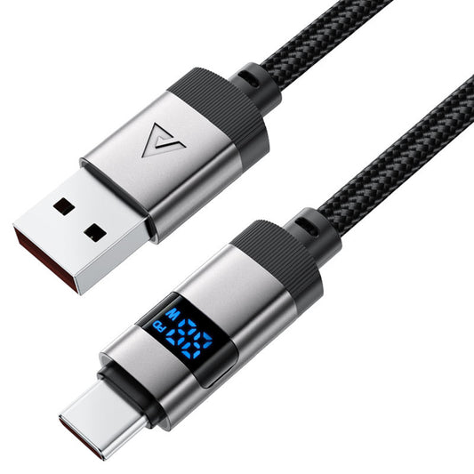USB-A till USB-C Acefast C15-04 Display data- och laddningskabel, 66W, 1.2m, Svart