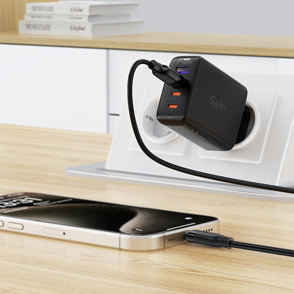 USB-A - USB-C Acefast C16-04 data- och laddningskabel, 18W, 1.2m, Svart
