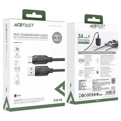 USB-A - USB-C Acefast C16-04 data- och laddningskabel, 18W, 1.2m, Svart