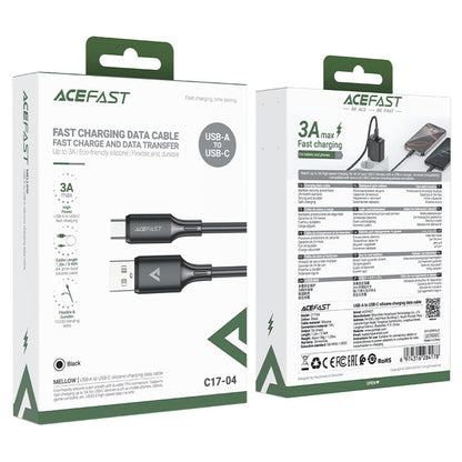 Data- och laddningskabel USB-A - USB-C Acefast C17-04, 18W, 1.2m, Svart