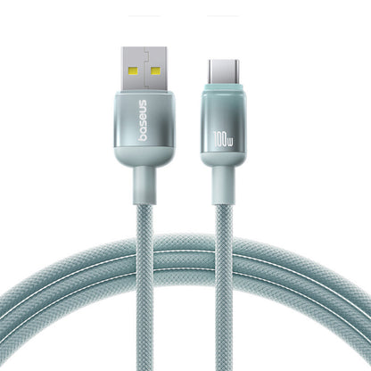 Data- och laddningskabel USB-A till USB-C Baseus Discolor, 100W, 2m, Blågrön E0418500