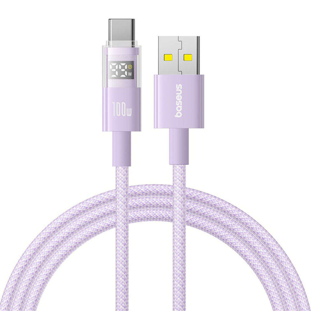 Data- och laddningskabel USB-A - USB-C Baseus Display 2, 100W, 2m, Lila P10382701511-01
