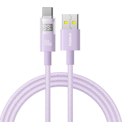 Data- och laddningskabel USB-A - USB-C Baseus Display 2, 100W, 2m, Lila P10382701511-01
