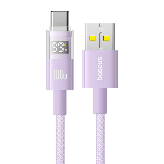 USB-A to USB-C Baseus Display 2 Data and Charging Cable, 100W, 2m, Purple P10382701511-01