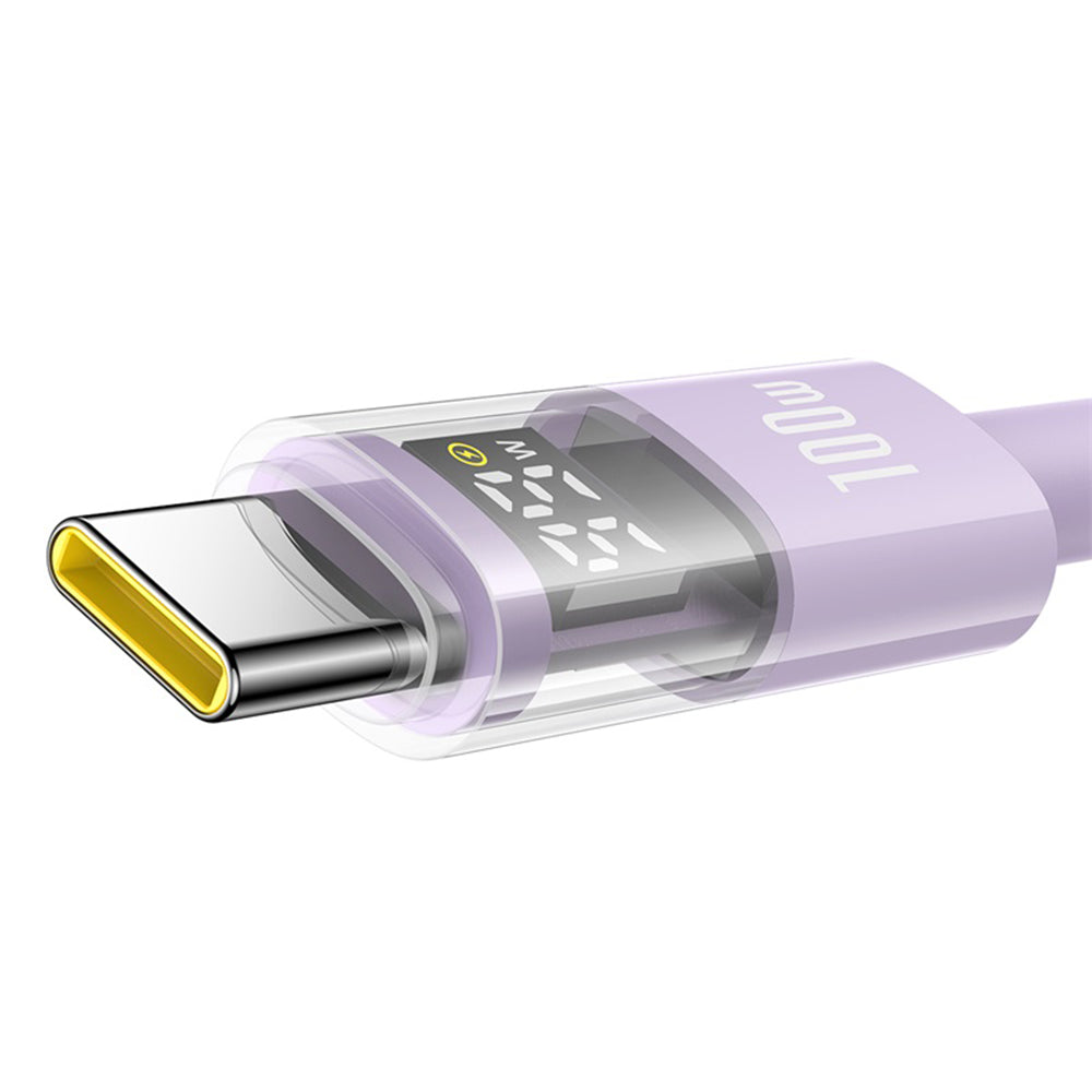 Data- och laddningskabel USB-A - USB-C Baseus Display 2, 100W, 2m, Lila P10382701511-01