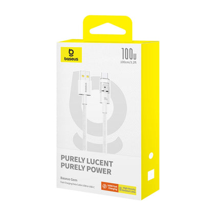 Data- och laddningskabel USB-A - USB-C Baseus Gem, 100W, 1m, Vit P10373002211-00