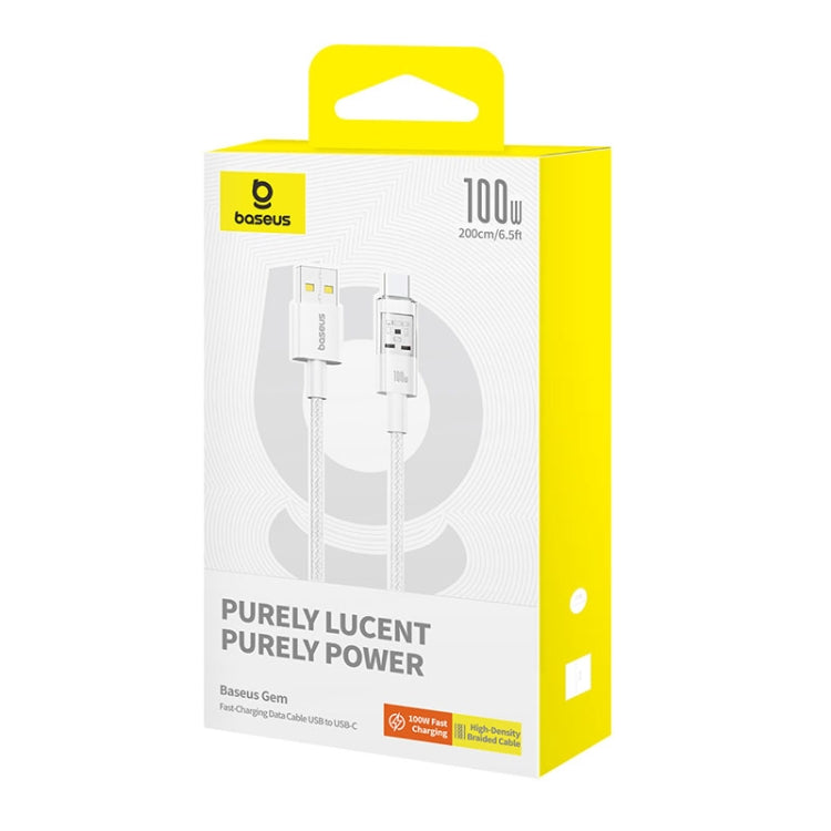 Baseus Gem USB-A to USB-C Data and Charging Cable, 100W, 2m, White P10373002211-01
