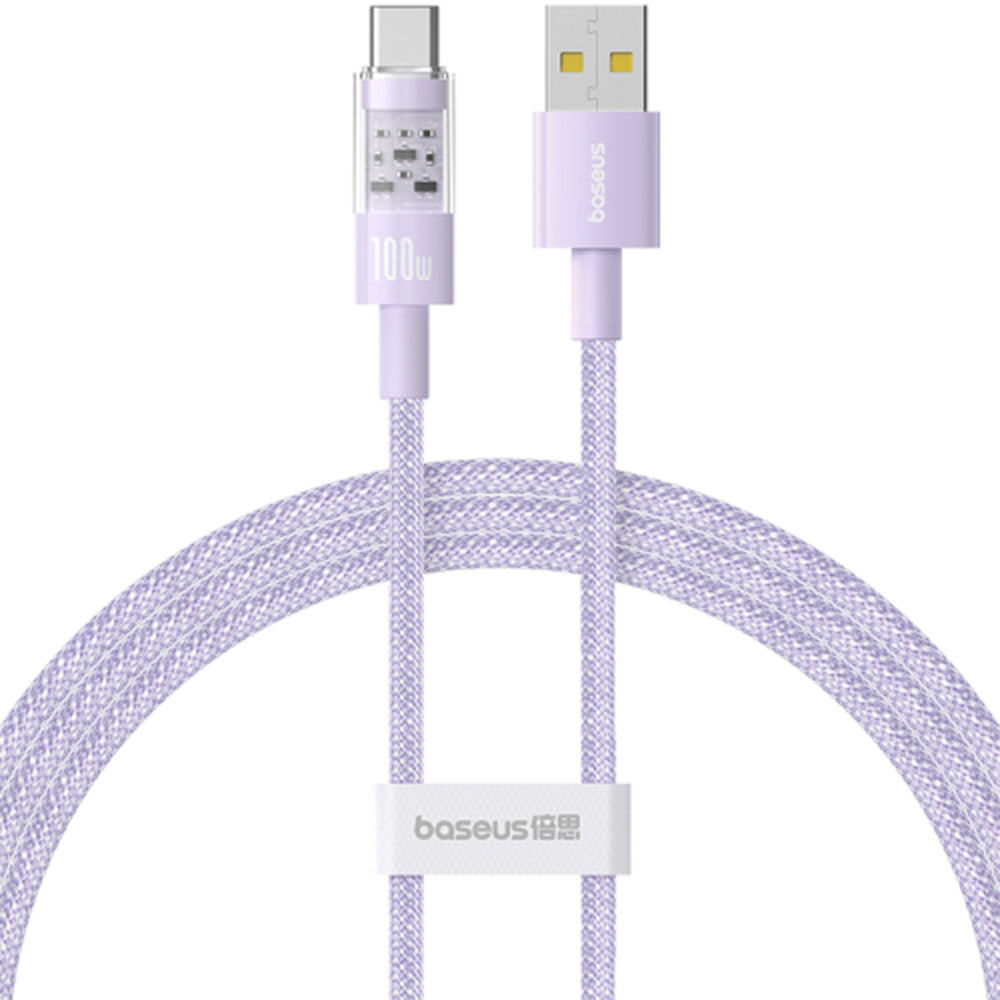 Data- och laddningskabel USB-A - USB-C Baseus Gem, 100W, 2m, Lila P10373002511-01