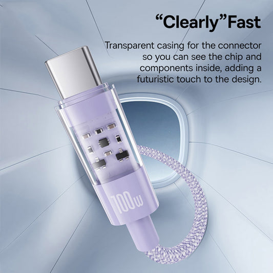 Data- och laddningskabel USB-A - USB-C Baseus Gem, 100W, 2m, Lila P10373002511-01
