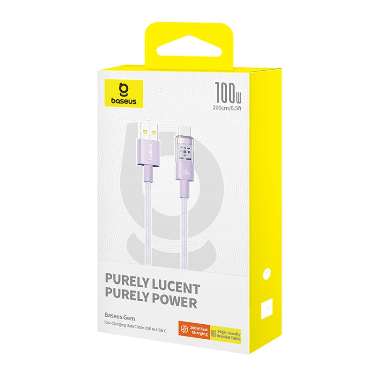 Data- och laddningskabel USB-A - USB-C Baseus Gem, 100W, 2m, Lila P10373002511-01