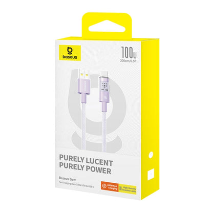 Data- och laddningskabel USB-A - USB-C Baseus Gem, 100W, 2m, Lila P10373002511-01