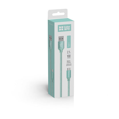 Data- och laddningskabel USB-A - USB-C ColorWay CW-CBUC003, 18W, 1m, Grön