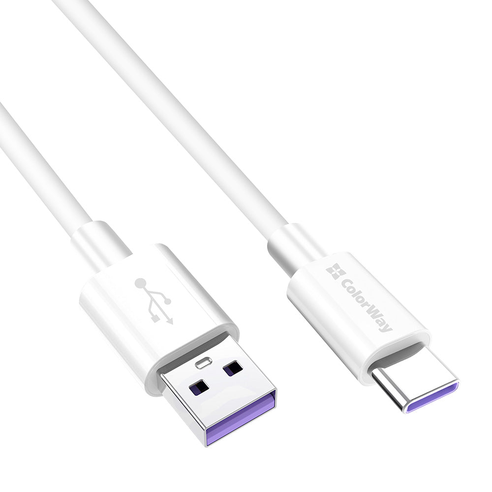 USB-A till USB-C data- och laddningskabel ColorWay CW-CBUC019, 18W, 1m, Vit