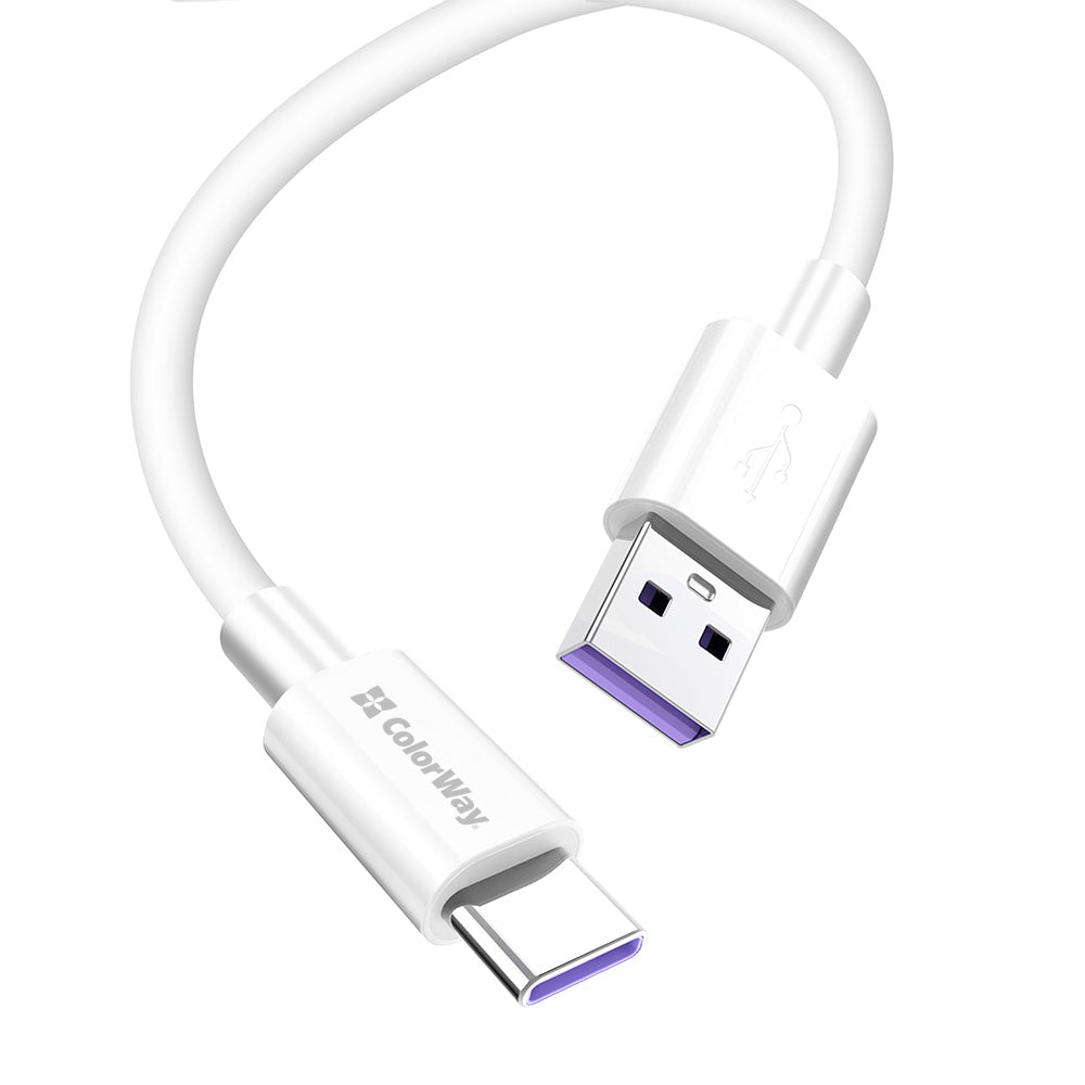USB-A till USB-C data- och laddningskabel ColorWay CW-CBUC019, 18W, 1m, Vit