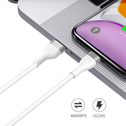 Data- och laddningskabel USB-A - USB-C Lito LD02C, 18W, 1.2m, Vit
