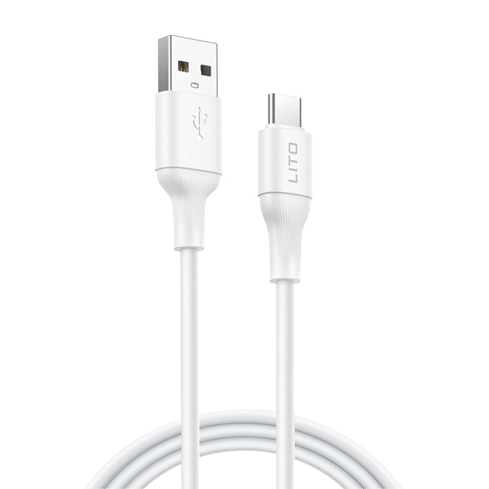 Data- och laddningskabel USB-A - USB-C Lito LD06T, 18W, 1m, Vit