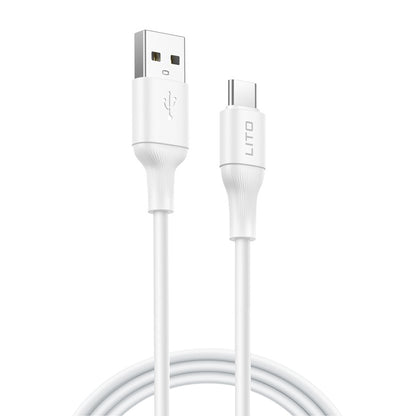 Data- och laddningskabel USB-A - USB-C Lito LD06T, 18W, 1m, Vit
