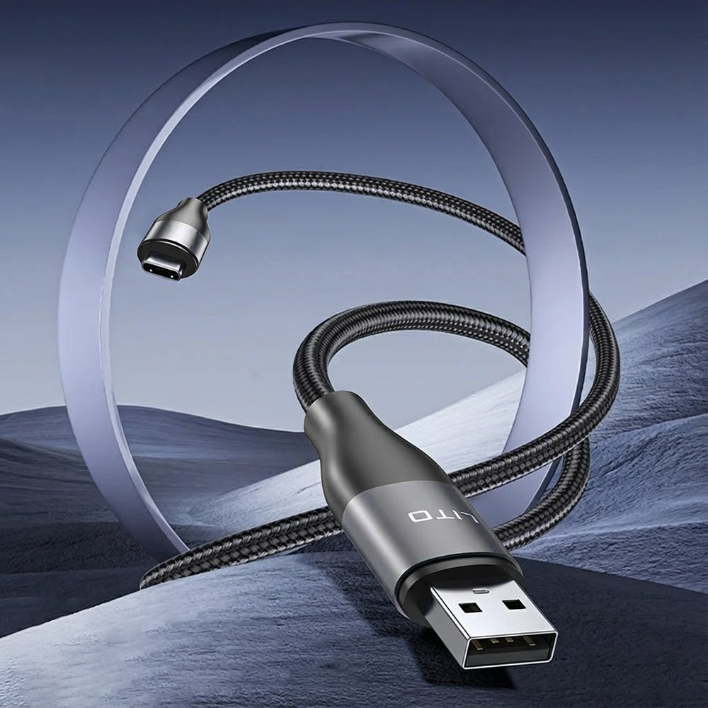 Data- och laddningskabel USB-A - USB-C Lito LD23T, 18W, 1m, Grå