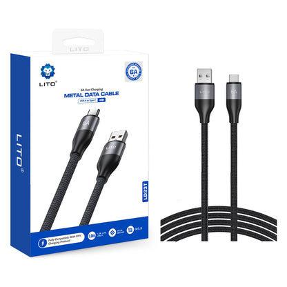 Data- och laddningskabel USB-A - USB-C Lito LD23T, 18W, 1m, Grå
