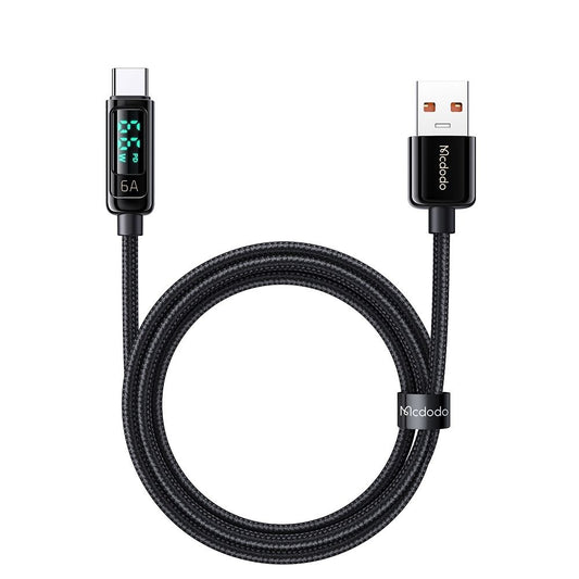 Data- och laddningskabel USB-A - USB-C McDodo CA-8690 Display, 66W, 1.2m, Svart
