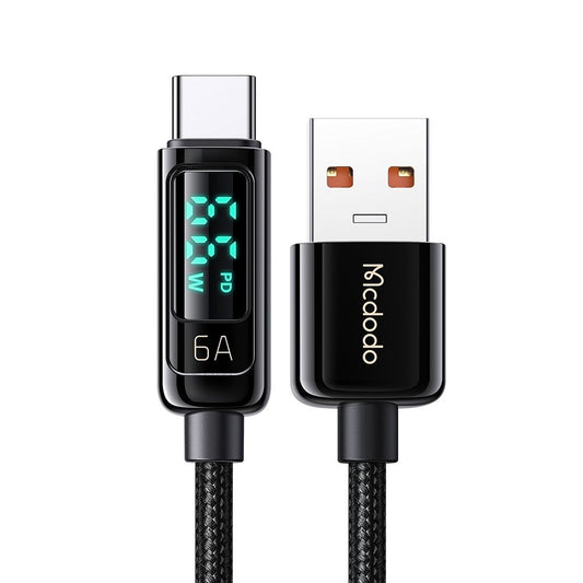 Data- och laddningskabel USB-A - USB-C McDodo CA-8690 Display, 66W, 1.2m, Svart
