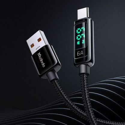 Data- och laddningskabel USB-A - USB-C McDodo CA-8690 Display, 66W, 1.2m, Svart