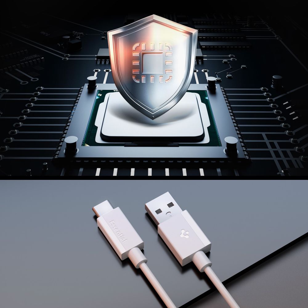 Data- och laddningskabel USB-A - USB-C Spigen Essential, 60W, 1m, Vit