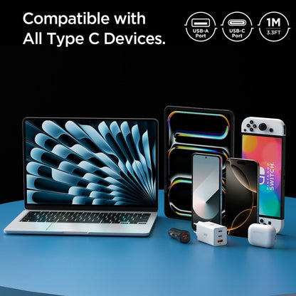 Data- och laddningskabel USB-A - USB-C Spigen Essential, 60W, 1m, Vit