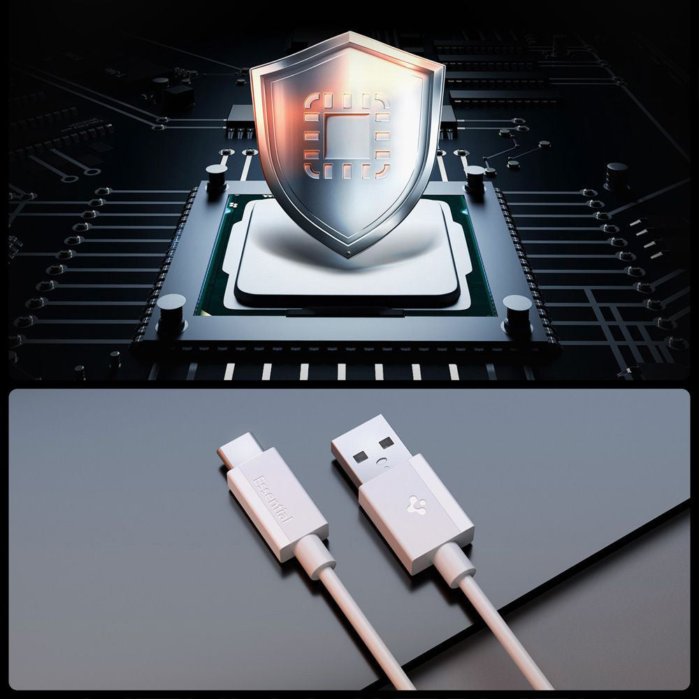 Data- och laddningskabel USB-A - USB-C Spigen Essential, 60W, 2m, Vit