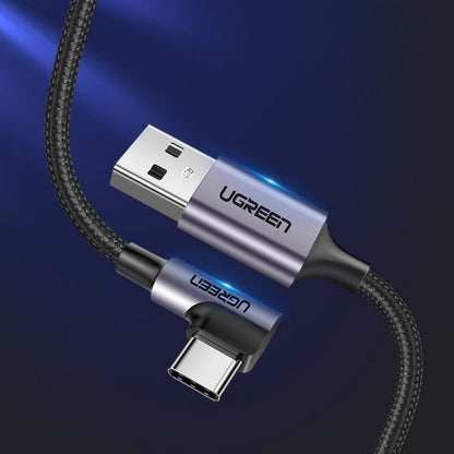 UGREEN US284 Angled USB-A to USB-C Data and Charging Cable, 18W, 0.5m, Gray
