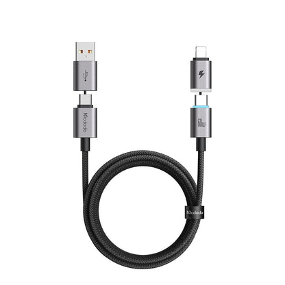 USB-A / USB-C Data- och laddningskabel - USB-C / Lightning McDodo CA-6560, 60W, 1,2m, Svart