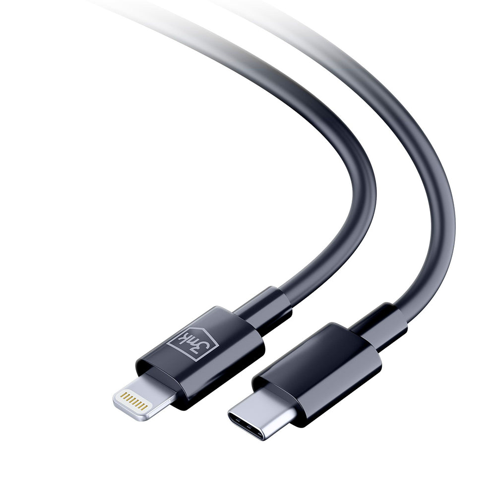 USB-C to Lightning Data and Charging Cable 3MK Hyper, 20W, 1.2m, Black