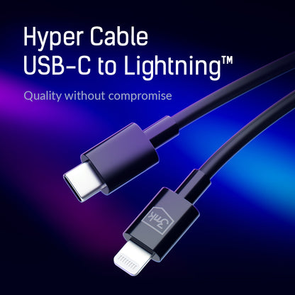 USB-C to Lightning Data and Charging Cable 3MK Hyper, 20W, 1.2m, Black