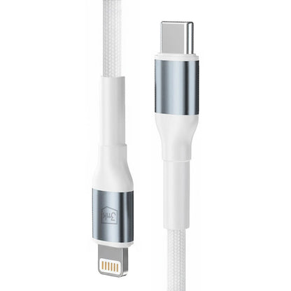 Data- och laddningskabel USB-C - Lightning 3MK Hyper N, 20W, 1m, Vit