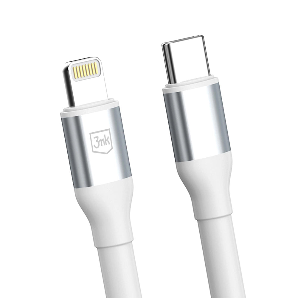 Data- och laddningskabel USB-C - Lightning 3MK Hyper N, 20W, 1m, Vit