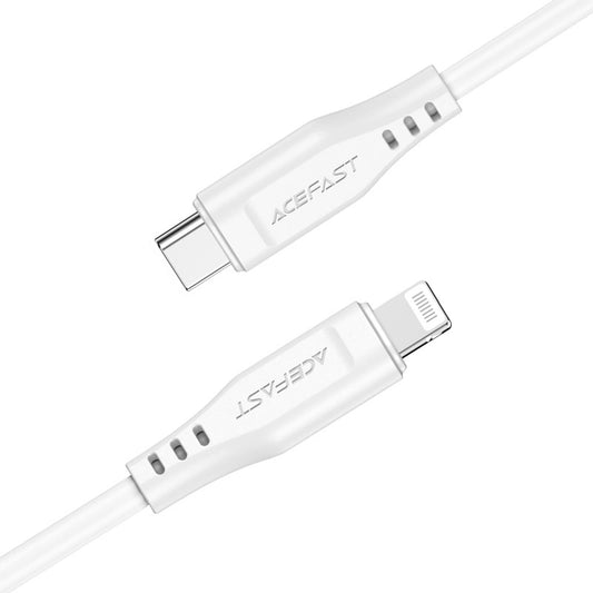 Data- och laddningskabel USB-C - Lightning Acefast C3-01, 30W, 1.2m, Vit