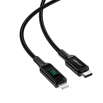 USB-C - Lightning Data- och Laddningskabel Acefast C6-01 Display, 20W, 1.2m, Svart