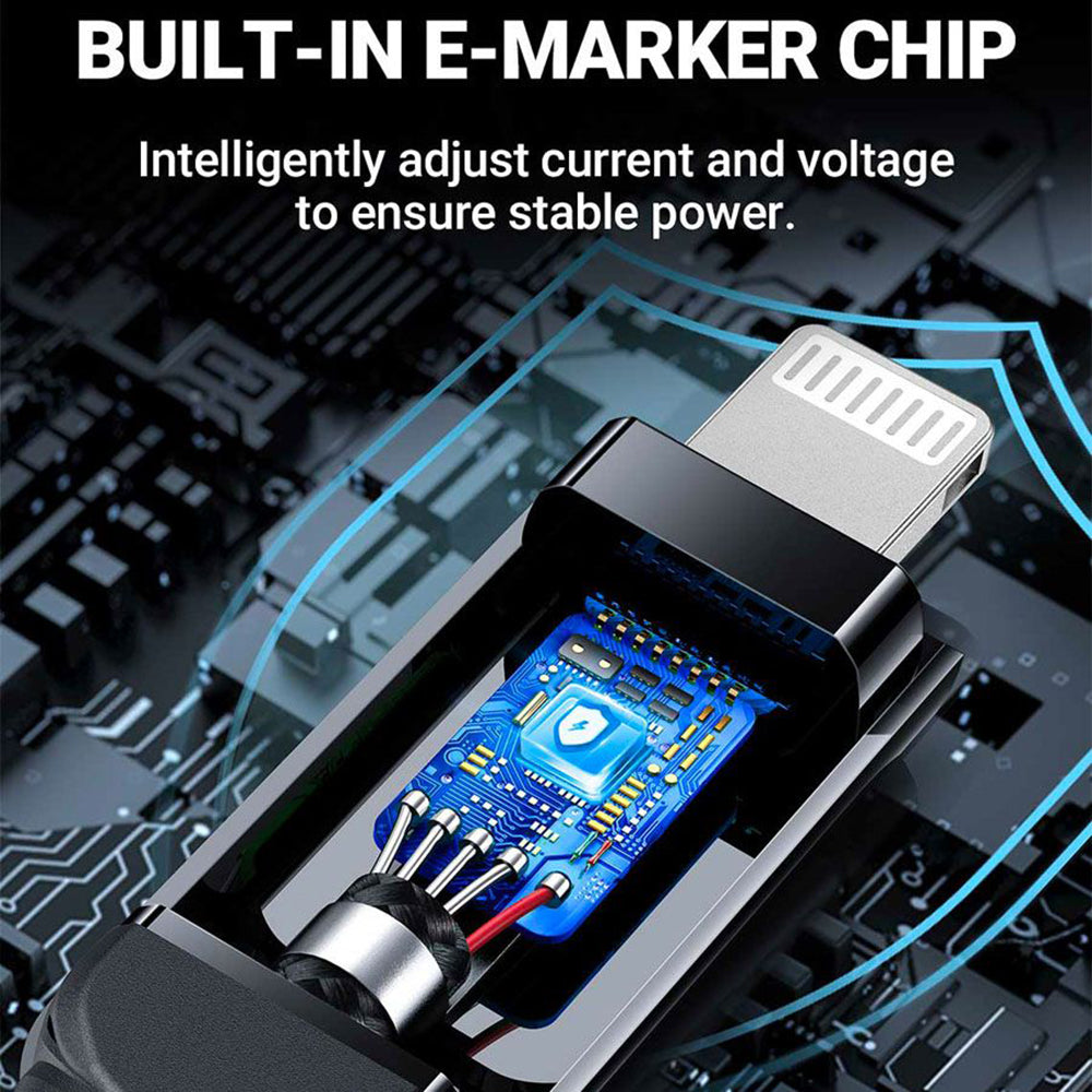 USB-C - Lightning Data- och Laddningskabel Acefast C6-01 Display, 20W, 1.2m, Svart