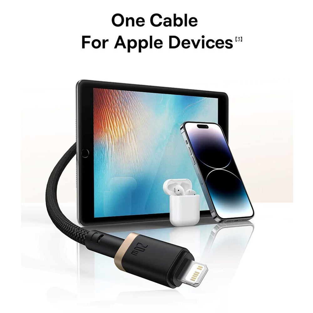 USB-C - Lightning Data- och Laddningskabel Baseus Dura Series, 20W, 2m, Guld Svart P10377800U01-02