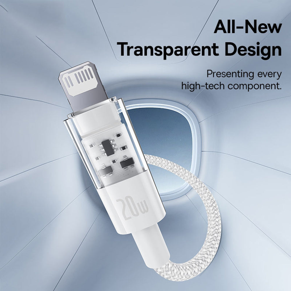 USB-C - Lightning Baseus Gem data- och laddningskabel, 20W, 2m, Vit P10373001211-01