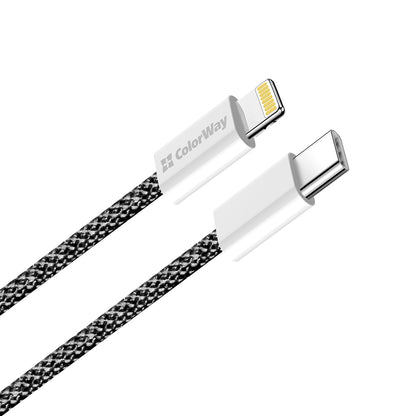 USB-C to Lightning Data and Charging Cable ColorWay CW-CBPDCL061, 27W, 1m, Black