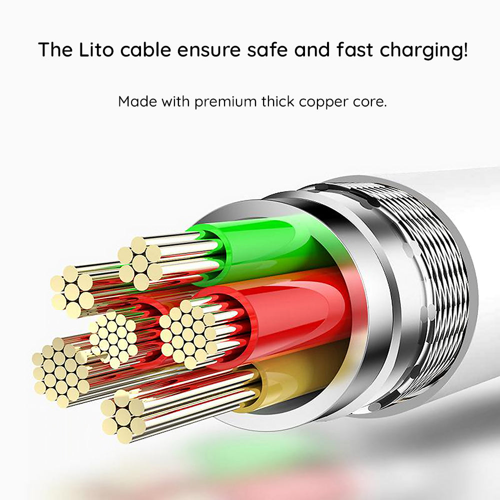 Data- och laddningskabel USB-C - Lightning Lito LD03, 27W, 1m, Vit