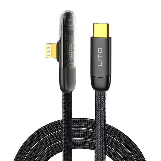 USB-C - Lightning Laddnings- och Datakabel Lito LD11CL, 30W, 1m, Svart