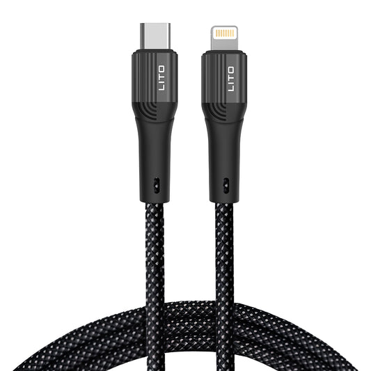 Data- och laddningskabel USB-C - Lightning Lito LD14CL, 30W, 1m, Svart