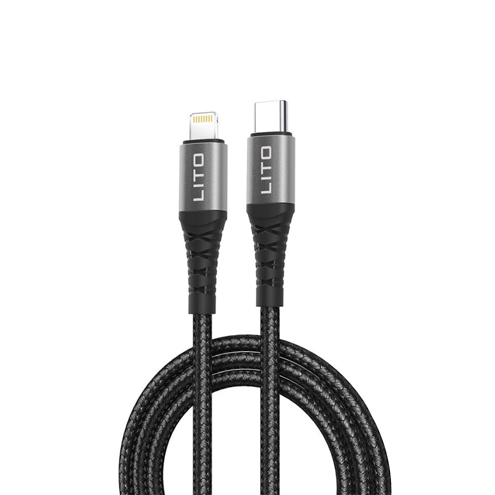 Data- och laddningskabel USB-C - Lightning Lito LD22CL, 27W, 2m, Svart