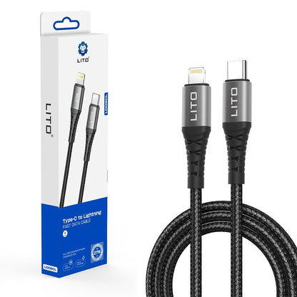 Data- och laddningskabel USB-C - Lightning Lito LD22CL, 27W, 2m, Svart