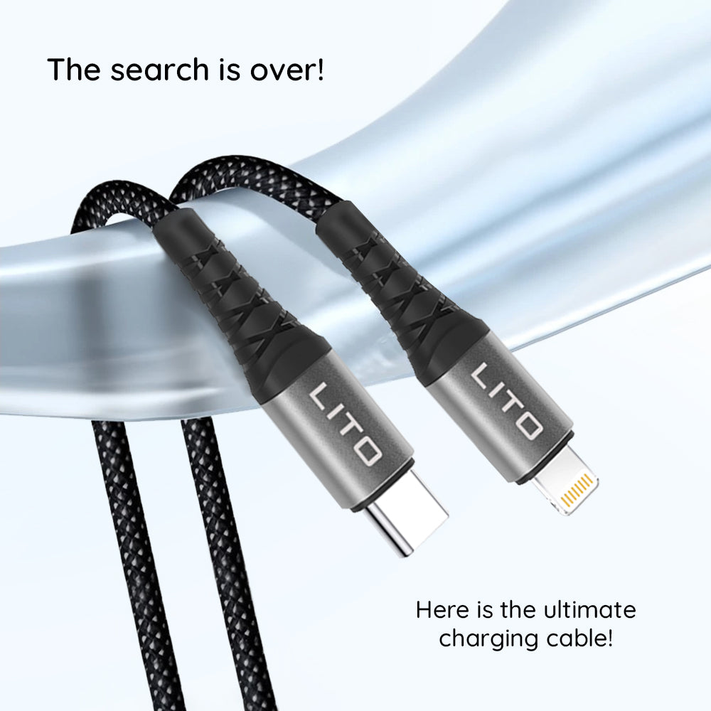 Data- och laddningskabel USB-C - Lightning Lito LD22CL, 27W, 2m, Svart