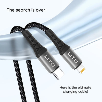Data- och laddningskabel USB-C - Lightning Lito LD22CL, 27W, 2m, Svart