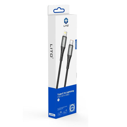 Data- och laddningskabel USB-C - Lightning Lito LD22CL, 27W, 2m, Svart